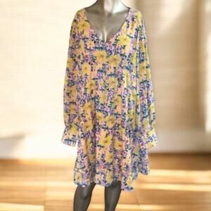 Jodifl Spring Time In Bloom Mini Dress Size Large Long Sleeve